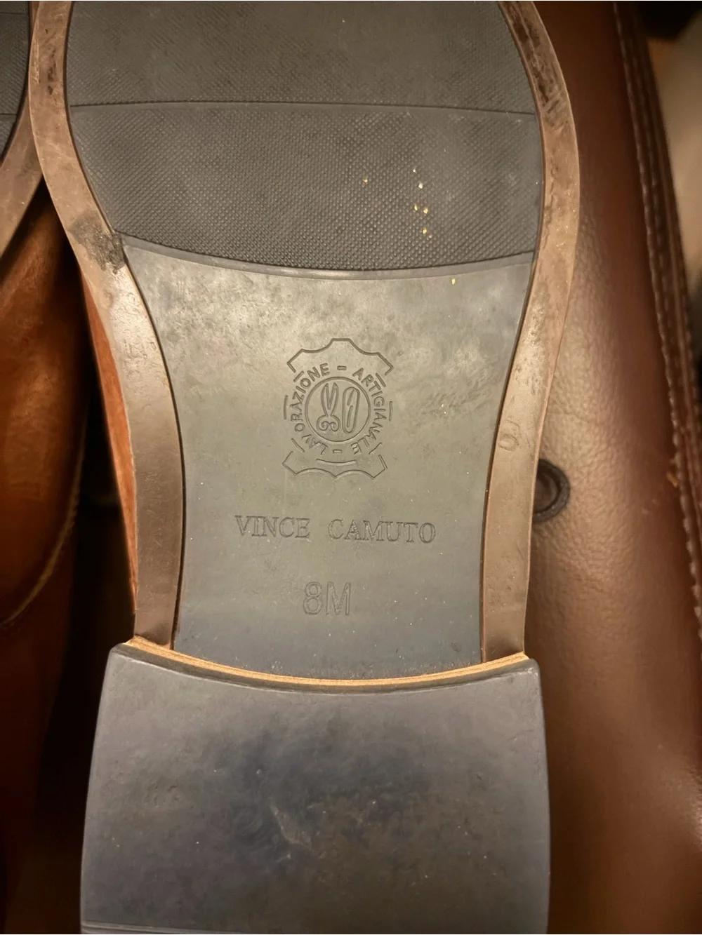 Vince Camuto Men’s Brown Leather Cap-Toe Derby Shoes